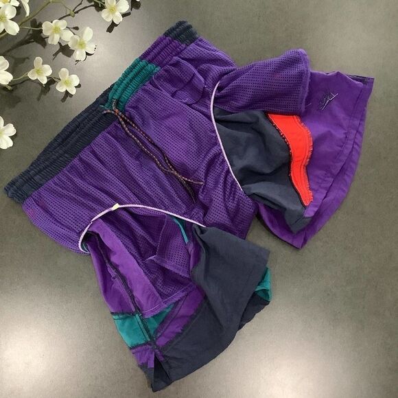 Vintage 90’s Speedo Swim Trunks Colorful Bright Colorblock Swimsuit - Picture 7 of 13